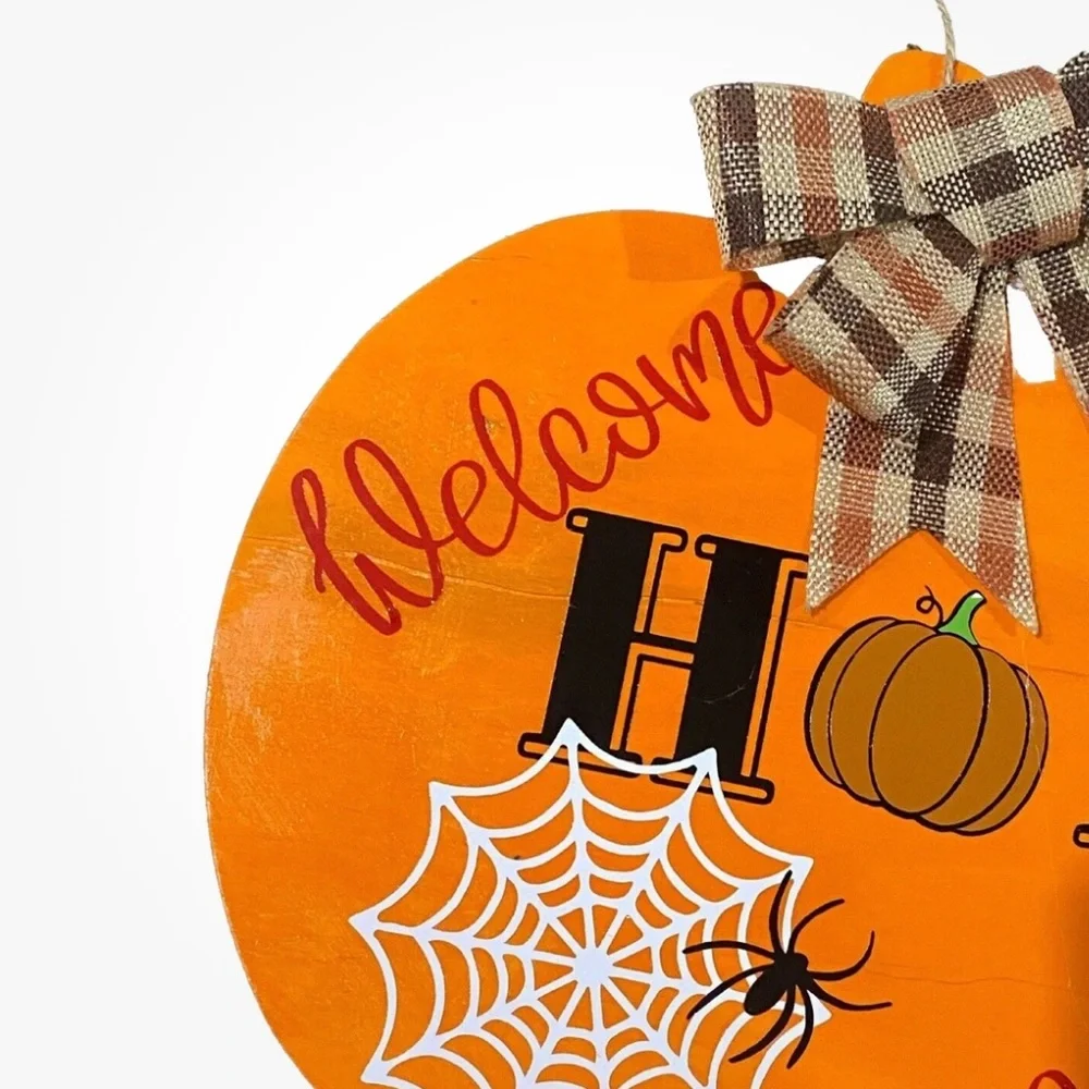🔥🏷️Welcome Home lightweight Pumpkin wooden Pumpkin Shape Sign 12x10